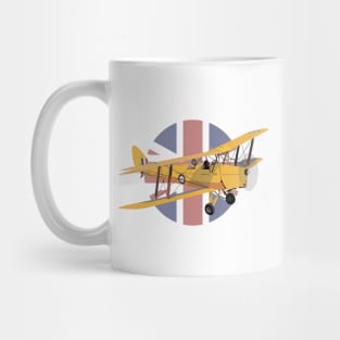 de Havilland DH.82 Tiger Moth British WW2 Airplane with British Flag Mug